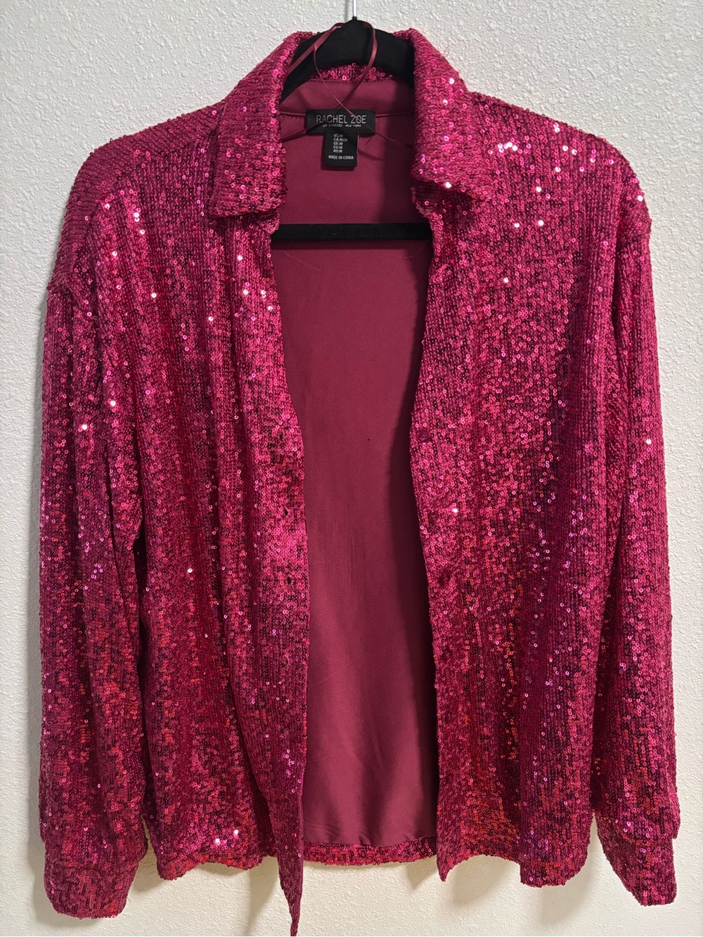 Rachel Zoe Hot Pink Sequin Open Cardigan Jacket